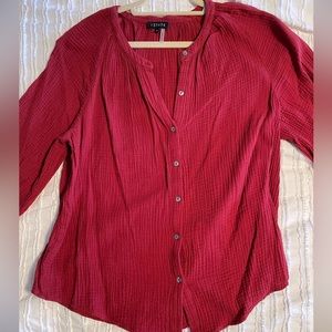 1. State red button up blouse